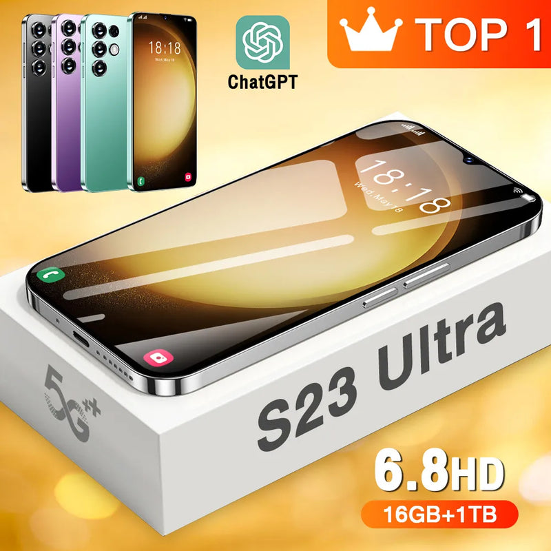 S23 Ultra Smart Phone 6.8inch HD Screen Original Mobile Phones 16G+1TB