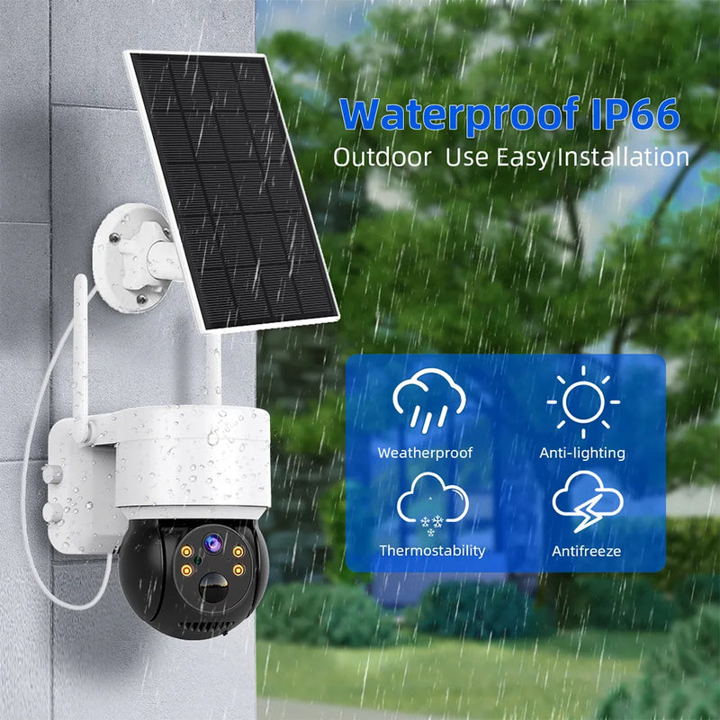 WIFI Solar Camera 4MP PIR Human Detection Outdoor Security With Solar Panel Wireless Surveillance PTZ Battery Camera iCsee