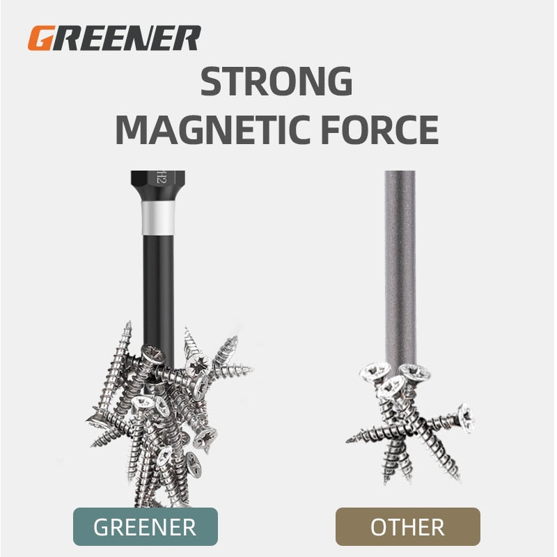 Greener 25 50 70 90 150mm Strong Magnetic Batch Head Cross High Hardness Hand Drill Bit Screw Electric Screwdriver Set