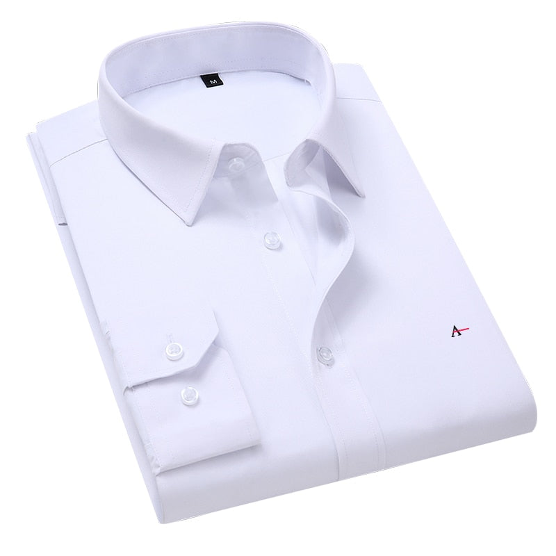 New Revased Plus 5xl -8xl camisa cmen's slim solid color long-sleeved shirt business casual white shirt men's brand classic