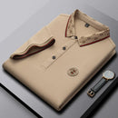 Men's Fashion Short sleeved Summer Polo Shirt High end Design Exquisite Ice Silk Embroidered Breathable T-shirt