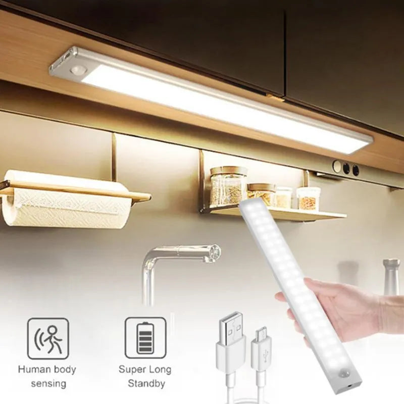 Wireless LED Night Light With Motion Sensor Kitchen Closet Corridor Lamp USB Charging Ultra Thin Magnetic Smart Lights