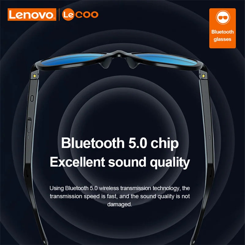 Original Lenovo Lecoo C8 Smart Glasses Headset Wireless Bluetooth Sunglasses Outdoor Sport Earphone HD Mic Calling Headphone