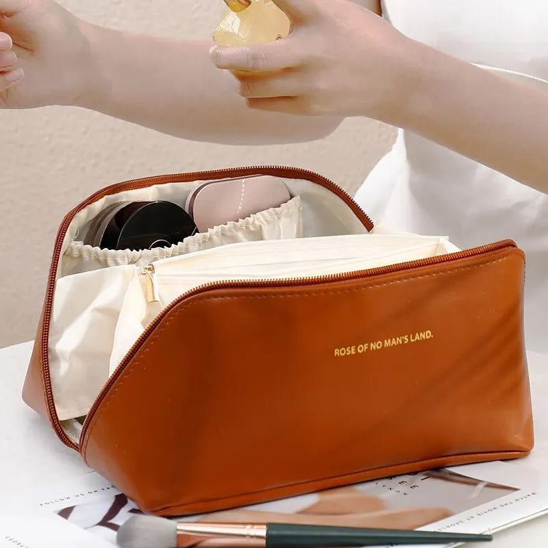 PU Pillow Cosmetic Bag Large Capacity Cosmetic Storage Bag Convenient Travel Wash Bag 1pc