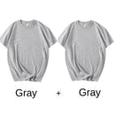 2PCS 100% Cotton Solid T Shirts Men's and Women's Short Sleeve White Tees Casual Breathable Loose Round Neck T-shirt Couple Tops