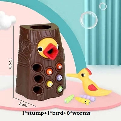 Montessori Toddler Toy Magnetic Woodpecker Catching Worms and Feeding Game Toys Set Fine Motor Skill Preschool Toys For Children