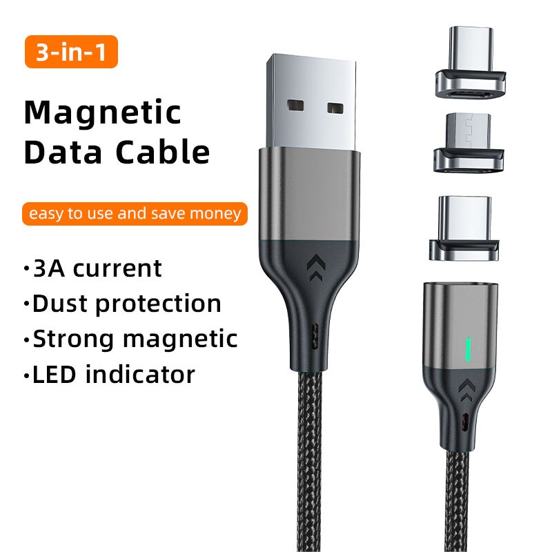 AUFU Magnetic Charge Cable Fast Charging USB Type C Cable for Samsung Xiaomi iPhone Magnet Micro USB Data Quick Charging Wire