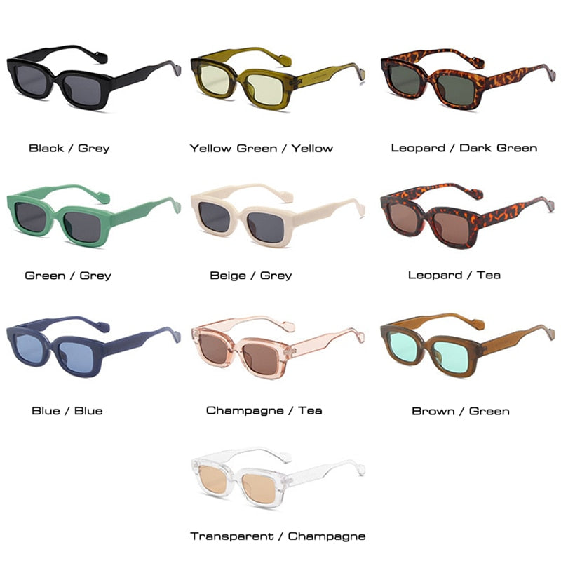 SO&EI Retro Small Rectangle Sunglasses Women Candy Colors Shades UV400 Square Men Sun Glasses