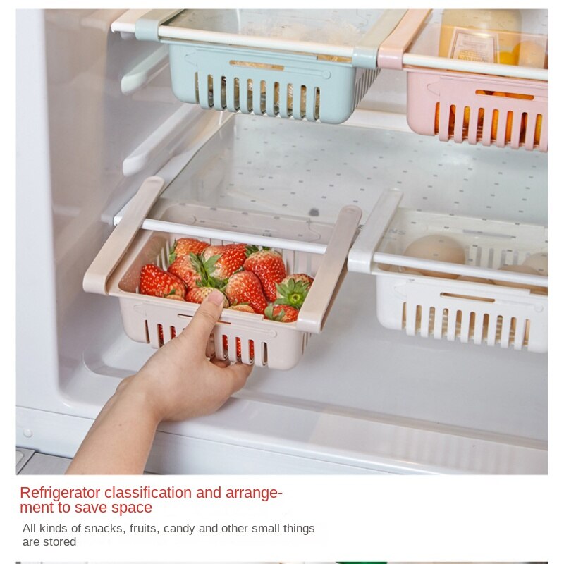 1pcs Refrigerator Organizer Retractable Multifunctional Sundries Sorting Shelf Fresh Divider Layer Shelf Kitchen Storage