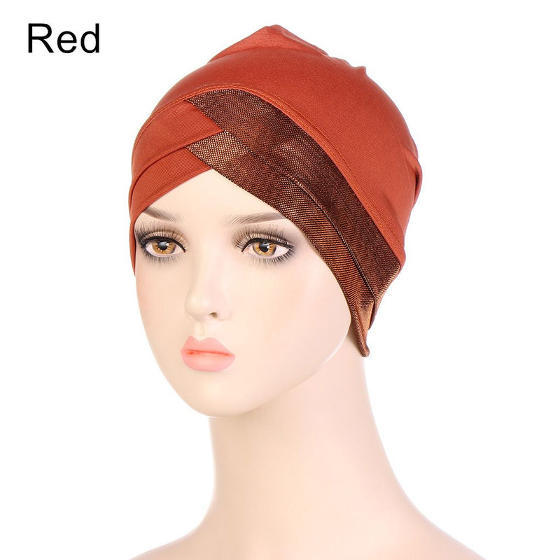 Women Shine Silver Gold Knot Twist Turban Headbands Cap Autumn Winter Warm Headwear Casual Streetwear Female Muslim Indian Hats