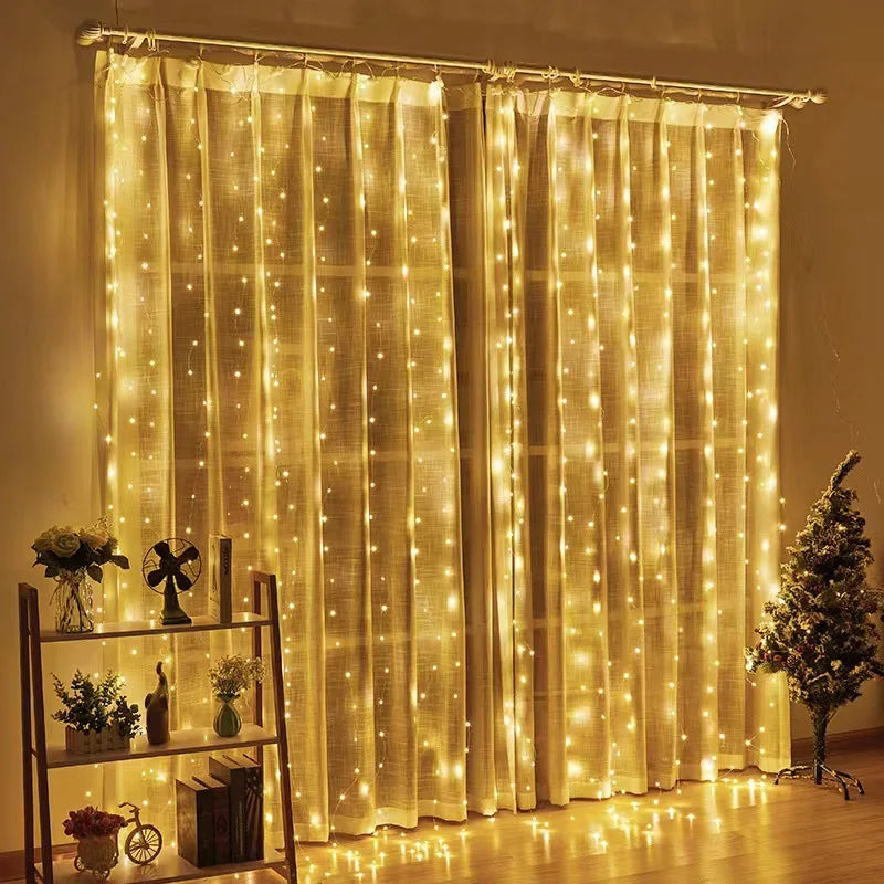 3M LED Curtain Garland on The Window USB String Lights Fairy Festoon Remote Control Christmas Wedding Decorations for Home Room