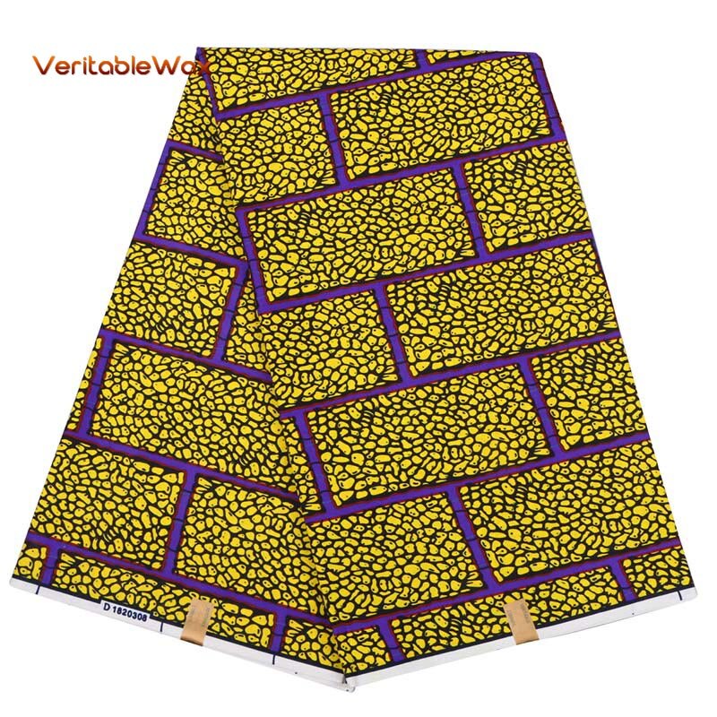 African Real Wax Print Fabric Organic 100% Polyester VeritableWax High Quality 6 Yards 3Yards African Fabric For Party Dress A-2