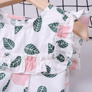 Humor Bear Girl Clothes Sets 2Pcs Fashion Navy Short Sleeve +Pleated Skirt Kids Clothes Suit Cute Toddler Clothes