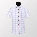 TFETTERS Men Shirts Short Sleeve Plaid Shirt Slim Casual Button Up Dress Shirts Men Big Size M-5XL Anti-wrinkle Soft