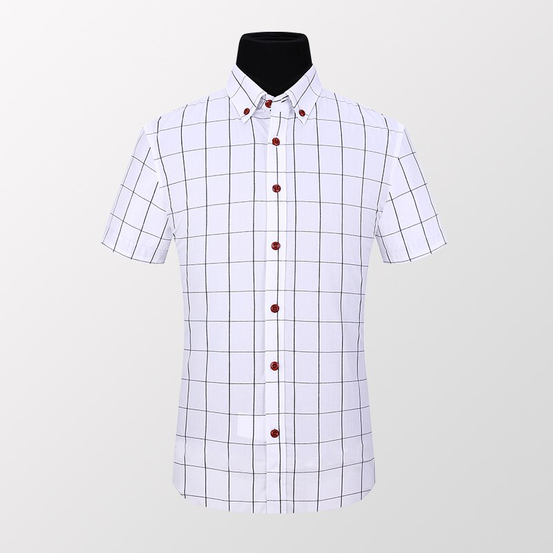 TFETTERS Men Shirts Short Sleeve Plaid Shirt Slim Casual Button Up Dress Shirts Men Big Size M-5XL Anti-wrinkle Soft