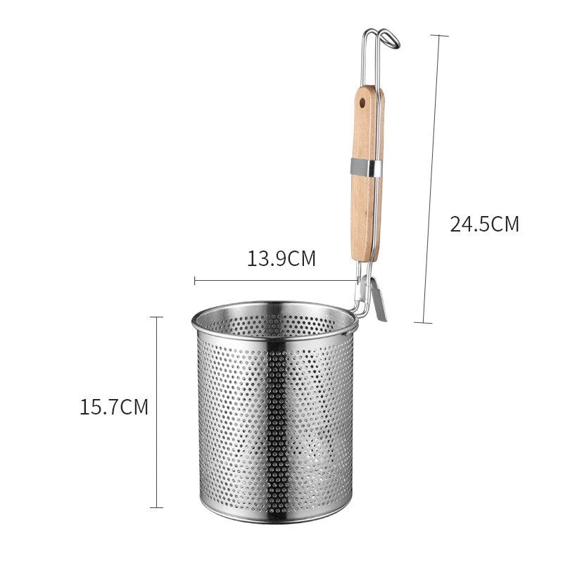 Hot Filter Pasta Spoon Deep Fry Basket Oil Residue Filtration Mesh  Colander for Vegetable French Chips Onion Rings Chicken Wing