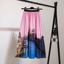 Pleated Skirt Women New  Print Cartoon Pattern  Elastic Women Skirts Big Swing Party Holiday High Waist Skirts