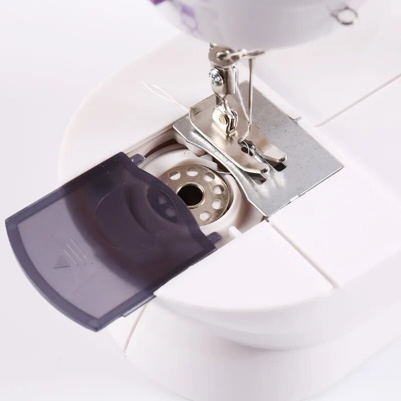 Portable Mini Household Sewing Machine Small Hand-held Electric Sewing Machine Double Speed Adjustable Night Light Sewing Needle