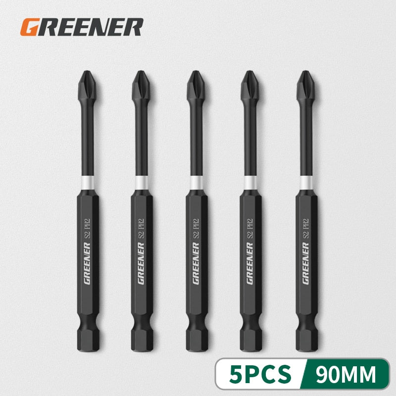 Greener Impact Strong Magnetic Batch Head Cross High Hardness Hand Drill Bit Screw Electric Screwdriver Set 50 65 70 90 150mm