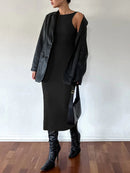 Women Sling Print Long Dress Female Fashion Boho V Neck Hollow Out Sleeveless Ruffle Hem Split Maxi Sundress