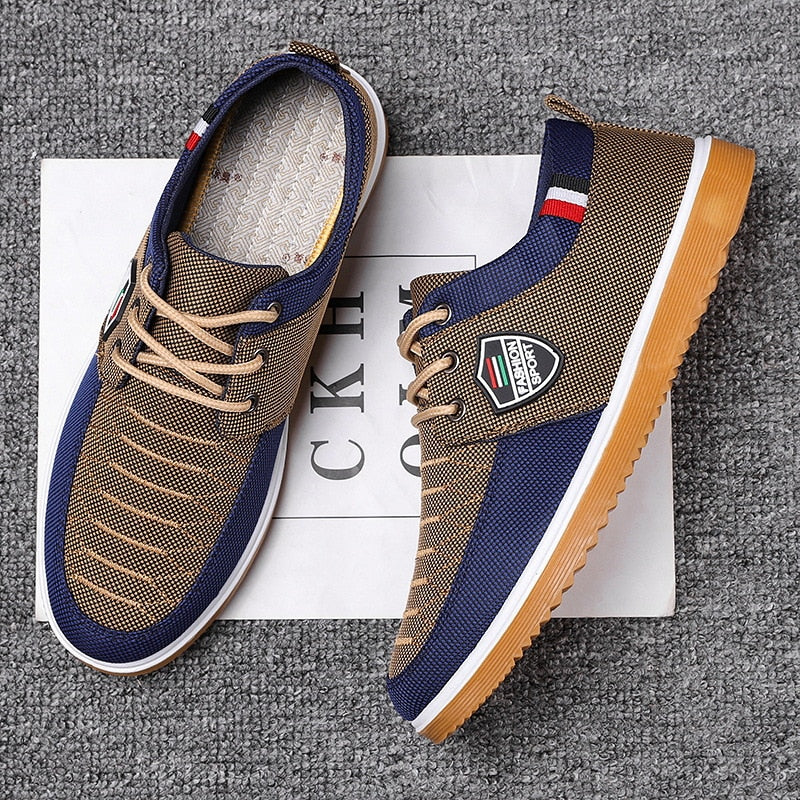 New Men's Canvas Shoes Lightweight Sports Shoes Casual Mesh  Breathable Vulcanized Shoes Classic Fashion Lace Up Work Shoes