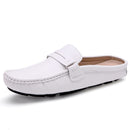 Men's Shoes Casual Flat Shoes Lazy Man's Soft Leather Half Set Slippers Comfortable Driving Casual Shoes