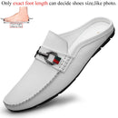 Luxury Shoes Brand Designer Genuine Leather Casual Slip On Half Shoes For Men Loafers Flats Slippers For Narrow Thin Foot