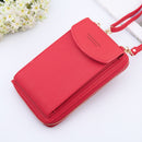 Women Shoulder Strap Purses Solid Color Leather Bag Short Travel Mobile Phone Bag Card Holders Storage Wallet Flap Pocket