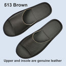 Big sizes Genuine Cow Leather Slippers Homes in indoor slipper open toe sandals men women elderly casual Slides shoes