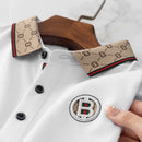 Men's Fashion Short sleeved Summer Polo Shirt High end Design Exquisite Ice Silk Embroidered Breathable T-shirt