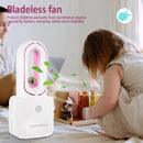 Bladeless Fan 4000 mAh Rechargeable Portable Mute Mini Fan With 5 Colors LED Mood Light For Office Home Bedroom Nightstand White