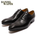 Luxury Brand Men's Oxford Formal Shoes Black Brown Pointed Toe Lace Up Office Business Wedding Genuine Leather Shoes for Men