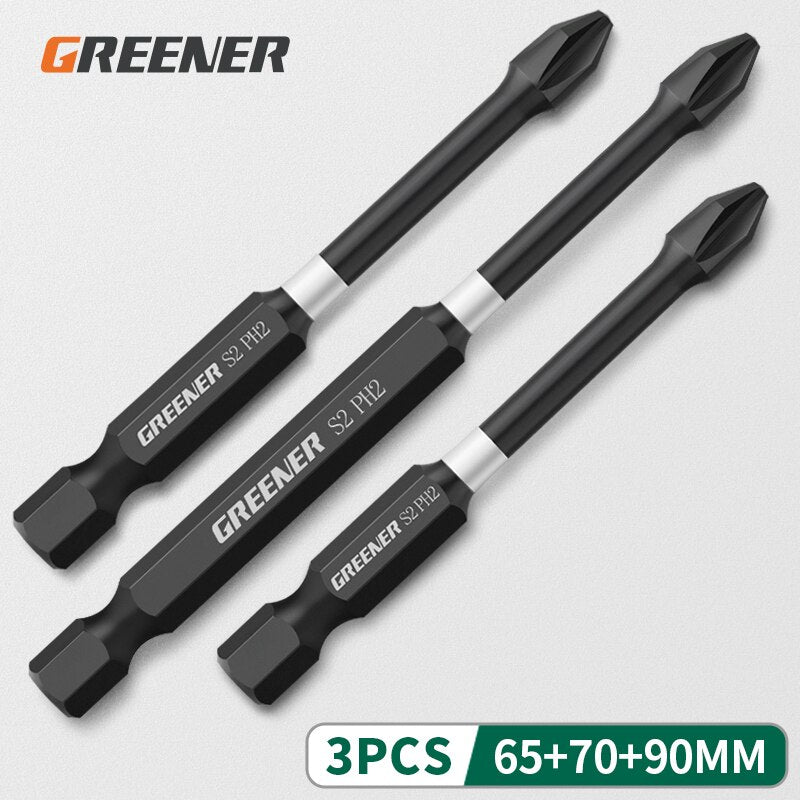 Greener Impact Strong Magnetic Batch Head Cross High Hardness Hand Drill Bit Screw Electric Screwdriver Set 50 65 70 90 150mm