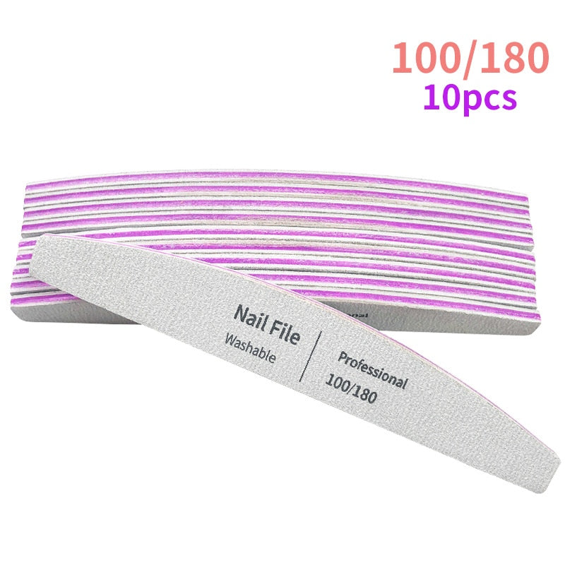 Nail File 100 to 180 Professional Tools Emery for Manicure Lime 240 Sandpaper Gel Polishing Files for Nails Buffers Set Polisher