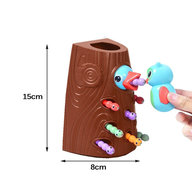 Montessori Toy Toddler Magnetic Woodpecker Catching Worms and Feeding Game Toys Set Fine Motor Skill Preschool Toys For Children