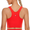 CRZ YOGA Women High Neck Longline Sports Bra - Padded Racerback Yoga Bra Crop Tank Top with Built in Shelf Bra