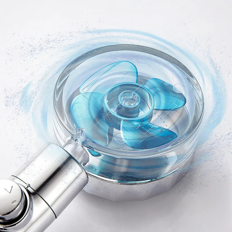 Universal Adaptation Propeller Shower Head High Preassure Rainfall Spray Water Saving Turbo Fan Showerhead Bathroom Accessories