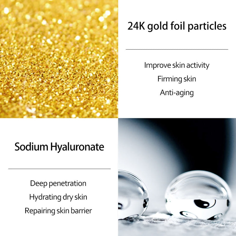24k Gold Hyaluronic Acid Face Serum Moisturize Shrink Pores Brighten Improve Fine Lines Lifting Firming Amide Face Essence Skin