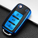 KIQI TPU Leather Car Key Cover Case for Volkswagen for VW Bora Polo Tiguan Jetta Passat B5 B6 B7 Golf Beetle for Skoda Octavia