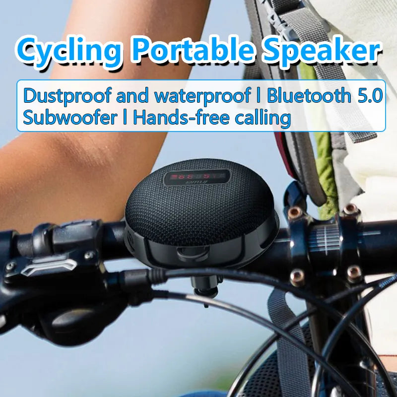 8W High Power Bicycle LED Digital Display Wireless Bluetooth Speaker Portable Outdoor Column IPX7 Waterproof Subwoofer Hand Free