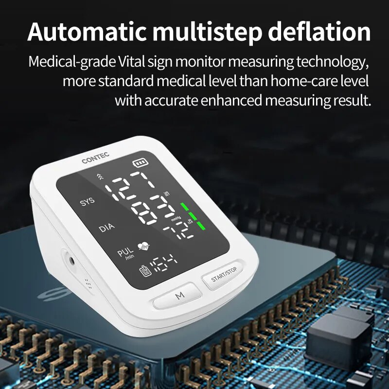 CONTEC Portable Automatic Digital Blood Pressure Monitor BP Monitor Monitoring Leval Sphygmomanometer Big LED Display 08C/08E