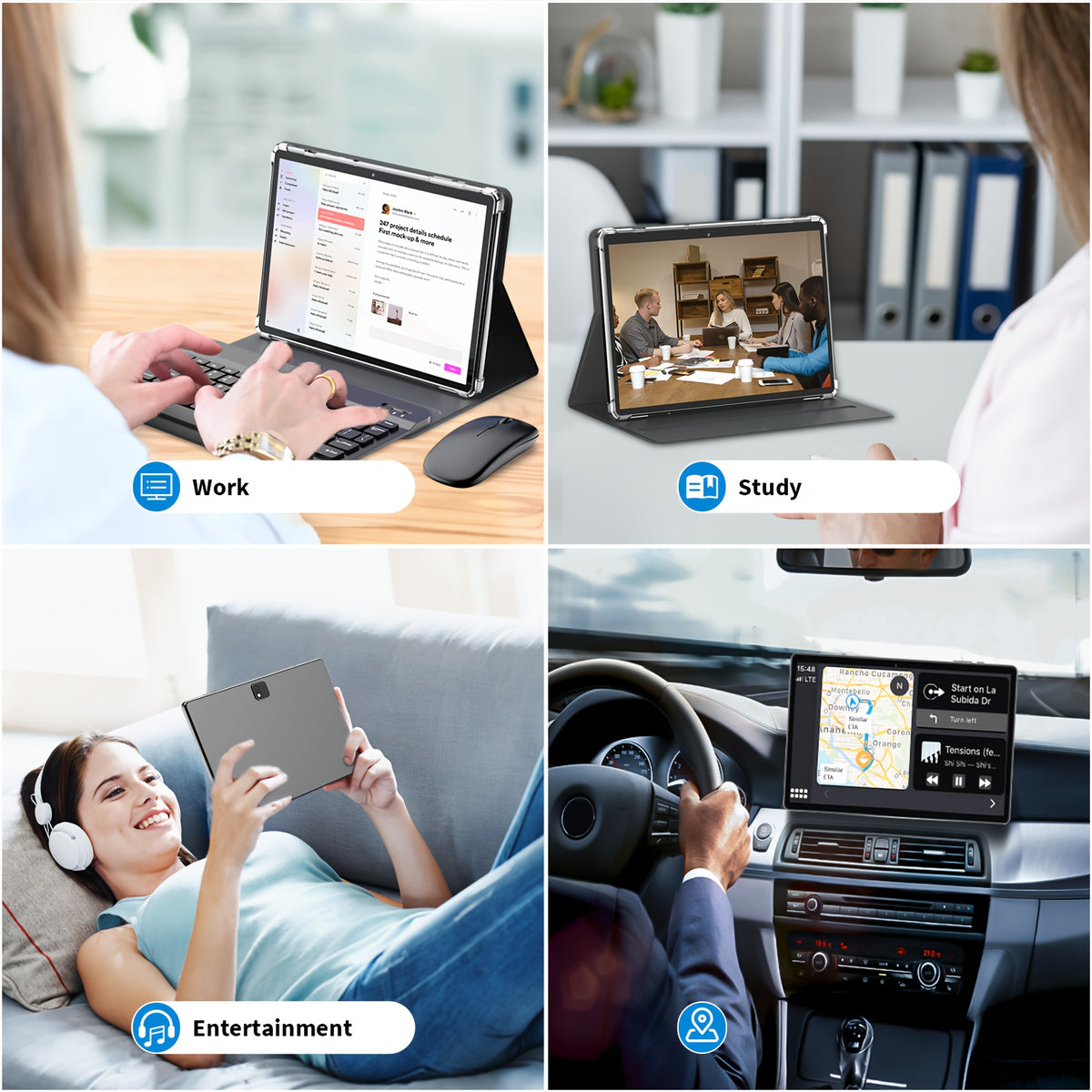 Relndoo Android Tablet with Keyboard, Android 14 Tablet, 128GB Storage