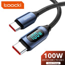 1. Bold, Toocki 100W USB-C to USB-C Fast Charging Cable with Digital Display, Durable Braided Cable for Xiaomi, POCO F3, Realme, MacBook, iPad - Blue and Black, Versatile Connectivity|Braided Texture|Flexible Cable Constructi