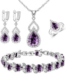 LMXXVJ Women Jewelry Set Platinum Plated Necklace Open Ring Earrings Bracelet Set