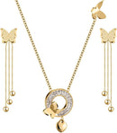 Stainless Steel Butterfly Necklace Earrings Set for Women 14K Gold Plated Hypoallergenic Jewelry Sets