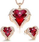 CDE Angel Wing Love Heart Necklaces and Earrings Silver Tone/Gold Tone Jewelry Sets