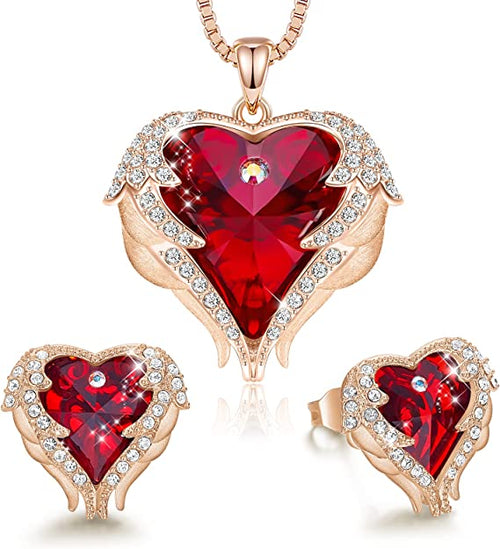 CDE Angel Wing Love Heart Necklaces and Earrings Silver Tone Gold Tone