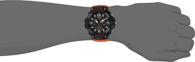 Casio Men's 'Heavy Duty Chronograph' Quartz Stainless Steel and Resin Casual Watch, Color:Orange