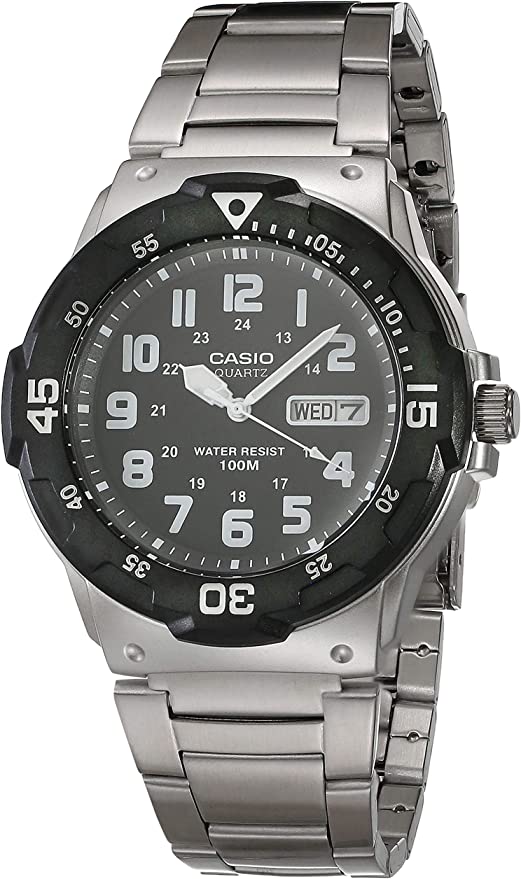 Casio Men's Diver Style Quartz Watch with Stainless Steel Strap, Silver, 23.8 (Model: MRW-200HD-1BVCF)