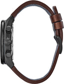 Citizen Eco-Drive Avion Chronograph Men's Watch, Stainless Steel with Leather strap, Weekender, Brown (Model: CA4215-47E)